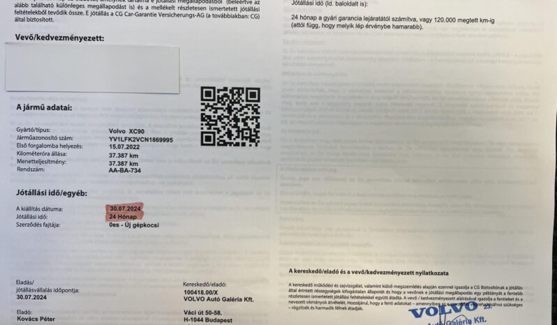 VOLVO XC90 2.0 [B5] MHEV Ultimate Bright Geartronic (7 személyes ) Magyarországi!!! Garanciális!!! 55.000Km!!! Panoráma tető!!! full