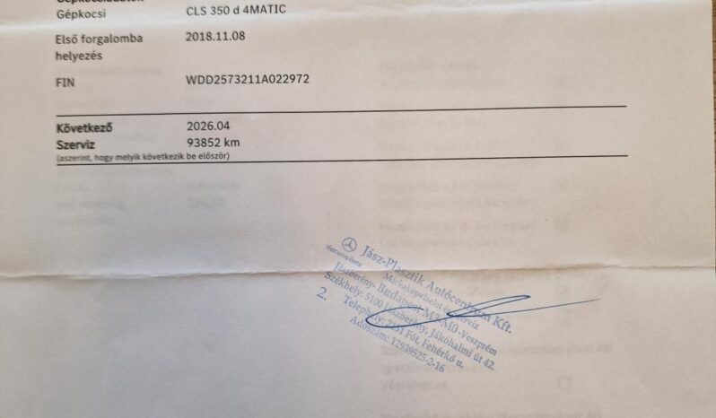 MERCEDES-BENZ CLS-OSZTÁLY CLS 350 d 4Matic 9G-TRONIC 83000Km!!! Vezetett szervízkönyv!!! Multibeam!!! Burmeister!!! full