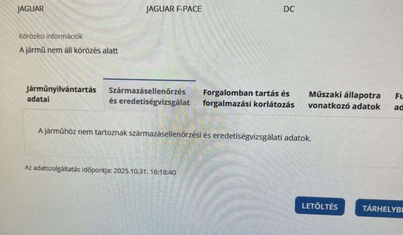 JAGUAR F-PACE 3.0 TDV6 R-Sport AWD (Automata) Magyarországi! Első Tulajdonostól! Végig vezetett szervizkönyv!!! full
